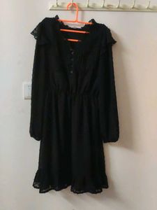 Black Ruffle Trim Dress