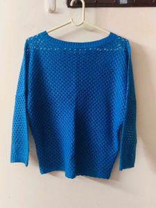 Blue Knit Cropped Sweater