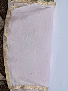 2.25mtr Light Baby Pink 4side Brod Lase Shiffon Dupatta Good Color
