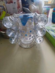 Glass Pitcher &amp; 6 Glasses Set