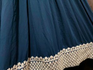 Blue Embroidery Long Gown