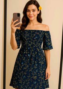 &#34;Elegant Floral Off-Shoulder one piece Dress💙✨