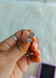925 Oval Stone Stud Earrings With Hallmark