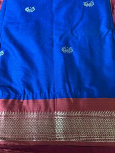 Royal Blue Red Saree