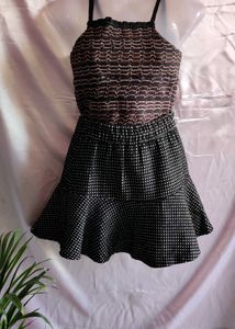 Black Dotted Mini Skirt