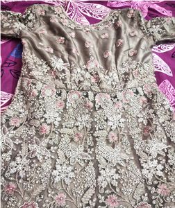 Party Wear Gown With Dupatta..... Embroidered Net Dupatta And Heavy Embroidered Work Gown   Best For Party Occasions