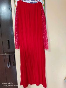 Red Lace Sleeve Dress