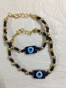 EVIL EYE GLASS BEAD ANKLETS PAIR