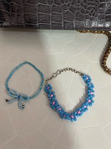 flower and bow Beaded Bracelet Set