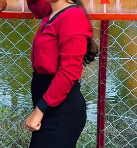 Women Red Formal Full Sleeve Top