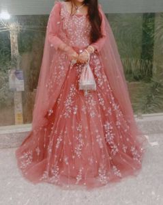 Beautiful Fall Sleeve Party Wear  Gown