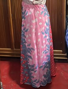Women Long Floral Pink Skirt