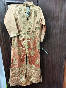 Embroidered Gold Formal Dress With Pant And Dupatt
