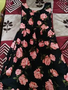 Black Dress With Rose Print