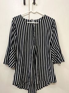 Striped Flared Sleeve Blouse