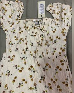 ONLYFloral Print A-line Dress with Tie-Up