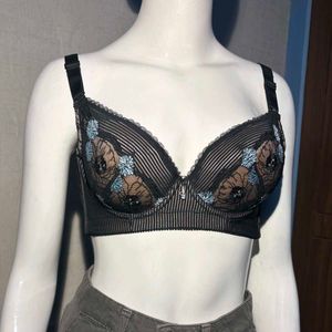 Elegant Black Floral Bra