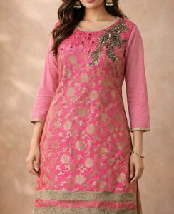 Pink Embroidered Kurta