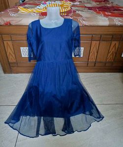 Stylish Navy Blue Net Dress