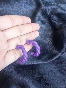Purple Twist Hoop Earrings