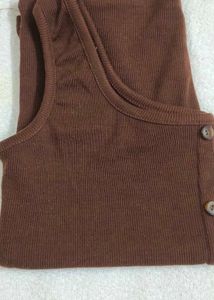 Brown Sleevless Top