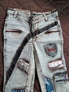 Jeans Brown Tone Patchwork Old Fashioned