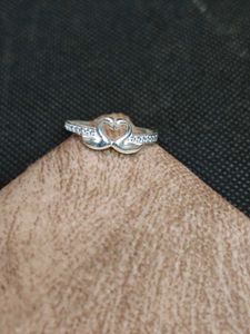 Pure silver ring in heart shape