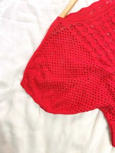 Pinterest Oversized Crochet Red Top D