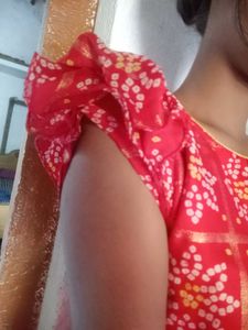 Red Printed Dress, anarkali long dress and half sl