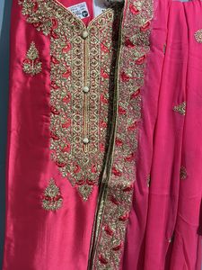 Pink Embroidery Suit With Full  Embroideryduppta