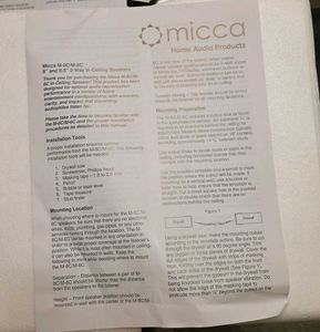 Micca M8C Ceiling Speaker White Brand New