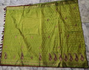 Green &amp; Gold Embellished Saree