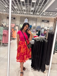 Floral Organza Skirt For Girls
