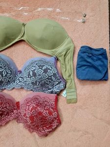 36 Size, 3 Bras + Free Jockey Lingerie