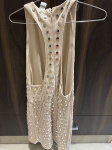 H&amp;M Beige Mini Dress with Silver Details