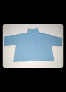 Blue High Neck Short Sleeve Shirt