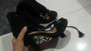 CATWALK BLACK STRING AND LACE BOOTS 50% OFF