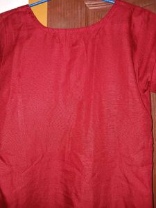 Burgundy Cotton Blend Kurti