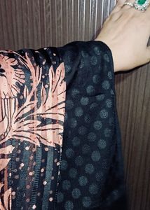 Black and Peach Designer Saree