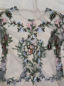 Floral Embroidered Sheer Top