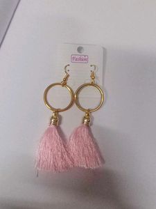 Pink Tassel Drop Earrings