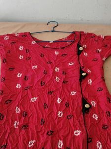 Red Printed Casual Dress