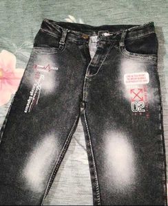 Graphic Print Jeans  For  Boy