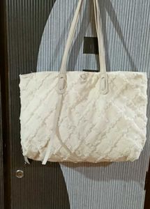 Ivory Quilted Tote Bag