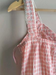 Cottage Core Check Crop Top With Embroidery