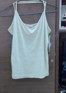 Cute Beige Sparkly Tank Top