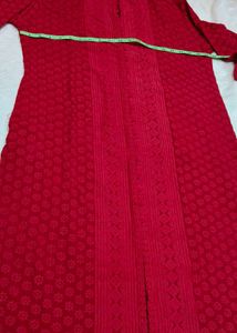 Red Lakhnavi Georgette Kurti