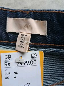 H&amp;M High Waist Dark Blue Denim Skirt