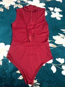 Burgundy Sleeveless Bodysuit