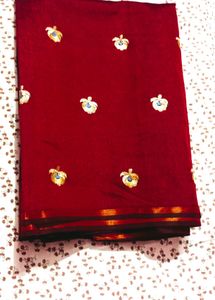 Elegant Maroon Embroidered Saree